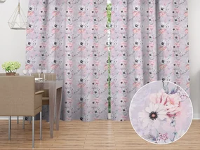 Biante Dekoračný záves PML-068 Ružové kvety na sivofialovom 145x240 cm
