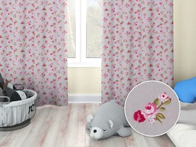 Biante Detský bavlnený záves Sandra SA-343 Ružové ružičky na sivom 130x210 cm