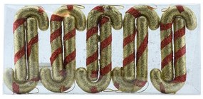 DECOLED Lízatko s guľôčkou, 12 cm, červeno-zlaté, 10 ks