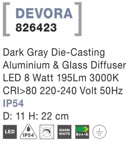 Vonkajšie LED lampa Devora B 11 tmavo sivé