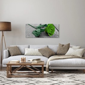 Obraz - Zelená ruža (120x50 cm)