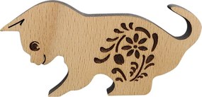 AMADEA Drevená dekorácia mačiatko, masívne drevo 9 x 4,5 cm