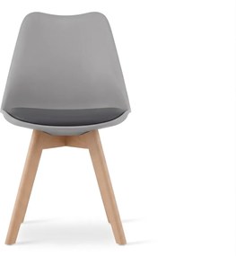Sivá stolička BALI MARK s bukovými nohami, tmavosivý sedák