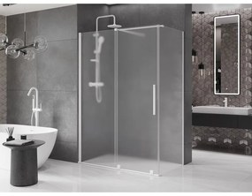 Mexen Velar, sprchový kút s posuvnými dverami 150 x 80 cm, 8mm sklo námraza, biela matná, 871-150-080-31-20