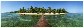 Obraz na plátne - Tropický ostrov a mólo - panoráma 5912A (105x35 cm)