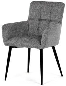 Židle jídelní, světle šedá látka, černý kov