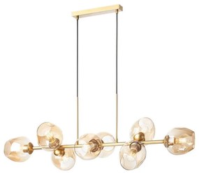 Redo 01-2621 - Luster na lanku PIERCE 8xE27/42W/230V zlatá/dymová