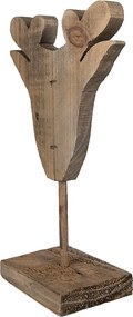 Hnedá antik drevená dekorácia hlava Jeleň na podstavci - 16*8*25 cm