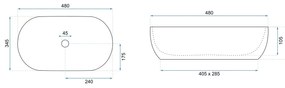 Rea Amelia Warm, umývadlo na dosku 480x345x135 mm, imitácia kameňa, REA-U3001
