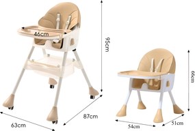Stolička na kŕmenie KDK03 4v1 béžová + košík a kolieska ZDARMA