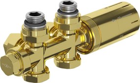 Mexen G05 termostatická sada rohová/priamá, Duplex, DN50, zlatá - W908-958-50