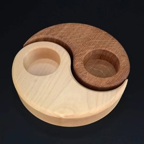 AMADEA Drevený svietnik jin - jang, masívne drevo, 15x11, 5x3 cm