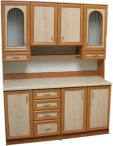 Kredenc Ramiak 160, orech ecco/akacia (sklo hranaté, úchyt u13 zlato, doska dub lancelot)