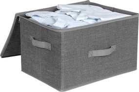 Skladacie úložné boxy s vekom a úchytkou, 3 ks, sivé