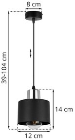 Závesné svietidlo Panta, 1x čierne kovové tienidlo, ch