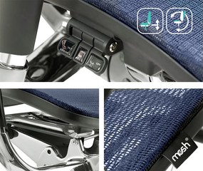 Ergonomická sieťovaná kancelárska stolička MOSH Airflow 702 – modrá