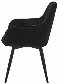 Jedálenská otočná stolička JORK360 zamatová, čierna (čierne nohy)