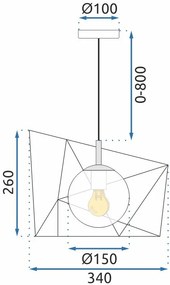 Toolight, závesná stropná lampa 1xE27 APP1022-1CP, čierna-biela, OSW-06112