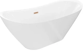 Mexen Lotos, voľne stojaca vaňa 180 x 75 cm, biela, medený matný prepad, 52051807700-65