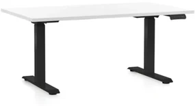 Výškovo nastaviteľný stôl OfficeTech C, 140 x 80 cm, čierna podnož, biela