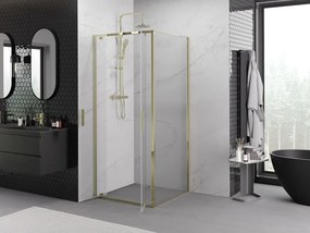 Mexen Exo, výklopná sprchová kabína, dvere 110 cm + bočná stena 110 cm, transparentné sklo, zlatá, 8182-110-110-50-00