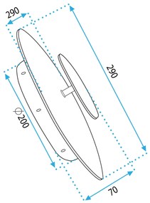 Toolight Toolight, LED nástenné svietidlo, 13W, APP1270, čierna-zlatá, OSW-06583