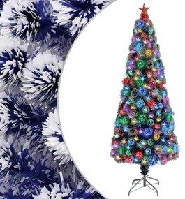 Umelý vianočný stromček s LED biela a modrá 240 cm optické vlákno 328459