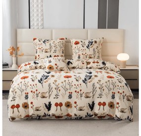 Sada 2ks mikroplyšových obliečok PAPAVA krémové + obliečka mikroplyš SOFT 180x200 cm biele, dvojlôžko