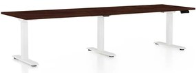 Výškovo nastaviteľný stôl OfficeTech Long, 260 x 80 cm, biela podnož, wenge