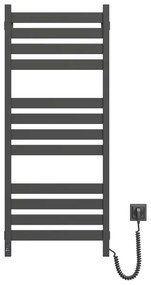 Kúpeľňový rebríkový radiátor s termostatom LARGO 541W/230V 120,6 cm IP44, čierny, pravostranné prevedenie