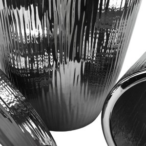 Sada 3 ks keramických květináčů NEVA SILVER XII stříbrná