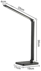 LED Stolná lampa s bezdrôtovou nabíjačkou LED/10W/230V čierna