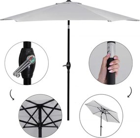 SPRINGOS Skladací záhradný slnečník 260 cm – sivý GU0022