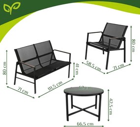 Záhradný nábytok – balkónová zostava stôl + pohovka + 2 kreslá