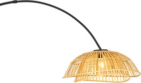 Orientálna oblúková lampa čierna s prírodným bambusom - Pua