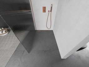 Mexen Kioto L, sprchová zástena Walk-In 110 x 200 cm, 8mm sklo s rebrovým vzorom, medený matný profil, 800-110-103-65-09