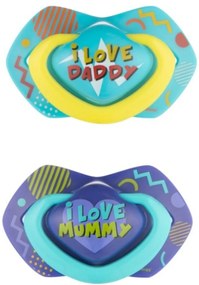 Canpol Babies 2 ks symetrických silikónových cumlíkov, 6-18m, Neon Love Baby, modré