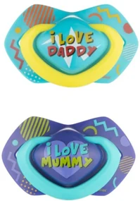 Canpol Babies 2 ks symetrických silikónových cumlíkov, 6-18m, Neon Love Baby, modré