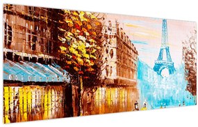 Obraz - Daždivého počasia a Eiffelovej veže (120x50 cm)