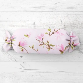 Biante Vankúš valec bonbon Sandra SA-233 Kvety magnólie na ružovom 15x40 cm