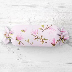 Biante Vankúš valec bonbon Sandra SA-233 Kvety magnólie na ružovom 15x60 cm