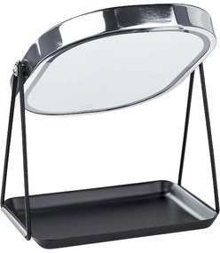 Kozmetické LED zrkadlo 20 x 22 cm strieborná/čierna DORDOGNE Beliani