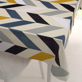 Biante Bavlnený obdĺžnikový obrus Sandra SA-402 Veľké cik-cak modro-žlté pruhy 80x120 cm
