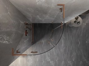 Mexen Lunar, L výklopný polkruhový sprchový kút 100 x 100 cm, 8mm číre sklo, profil medená matná, 833L-100L-100P-65-00