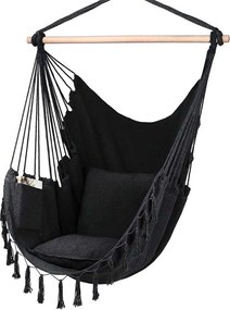 Závesné hojdacie kreslo BOHO s vankúšmi - grafitové