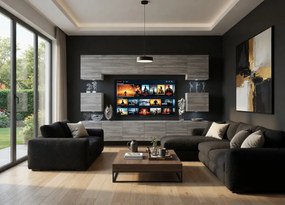 Obývacia stena 300 cm TV/RTV sivá antracit grafit  IMP PRIMO 3/5/W/GW1/0/0