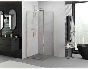 Mexen Exo, výklopný sprchový kút 90 x 90 cm, číre sklo, zlatá, 8182-090-090-50-00
