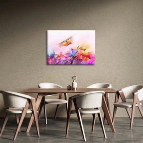 Obraz - Motýľ nad kvetinou, abstrakcia (70x50 cm)