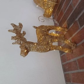 DECOLED LED svetelný jeleň so sánkami, 40 cm, teplá biela