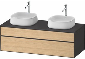 DURAVIT Zencha závesná skrinka pod dve umývadlá na dosku, 2 zásuvky, 1300 x 550 x 442 mm, dub prírodný/grafit super matná, ZE4823B30800000